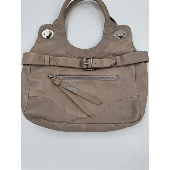 Foley + Corinna Jet Setter Taupe Leather Shoulder Bag With Front Zipper Pocket - Picture 6 of 16